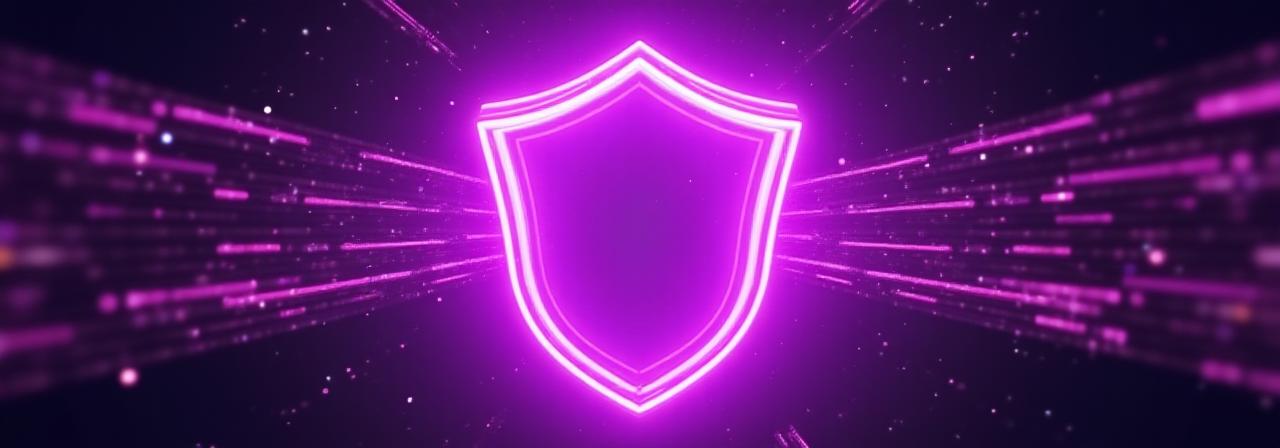 Abstract glowing purple lines representing data security